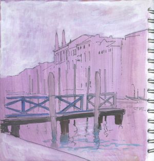 Grand Canal, Venice. Fineliner and white Posca pens