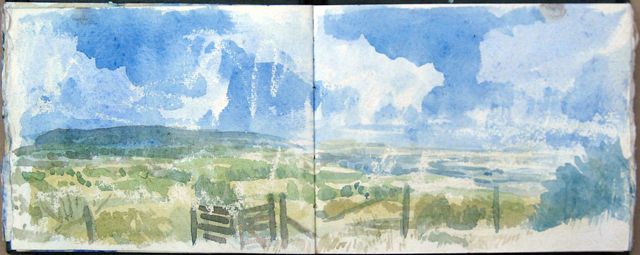 Sketchbook drawing from the downs
