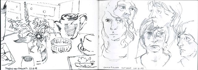 Drawing in a teashop