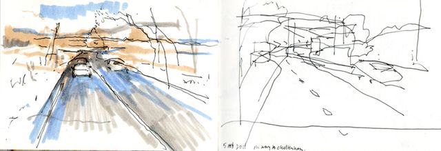 Travel drawings from the front seat