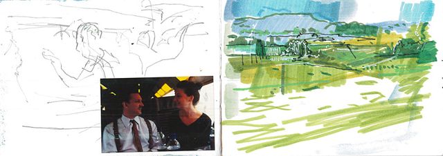 Three drawings from the train