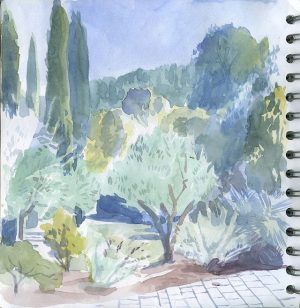 Garden view - watercolour