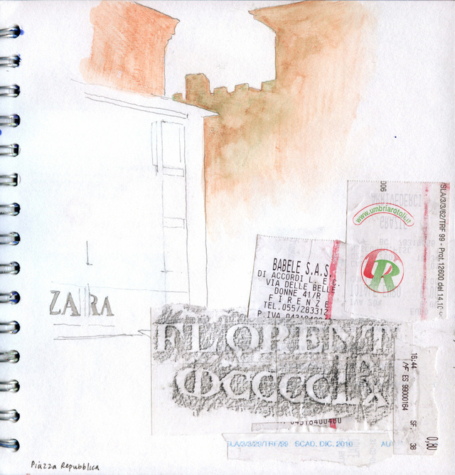 Mixed media collage and drawing - Florence Street